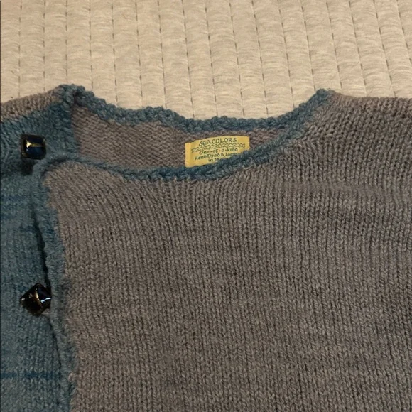Seacolors One of a Kind Two-Tone Knit Cardigan. Hand Dyed & Loomed in Maine, - Picture 10 of 11
